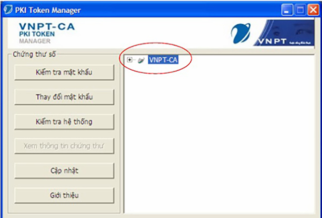 Kiểm tra mật khẩu vừa tạo trong VNPT CA PKI Token Manager phiên bản V6