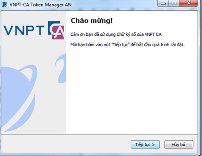 Chọn Tiếp tục tại thông báo chào mừng