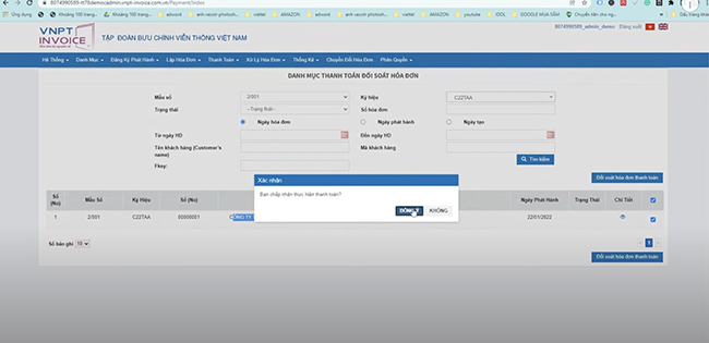 Nhấn “Đồng ý” để thực hiện thanh toán hóa đơn